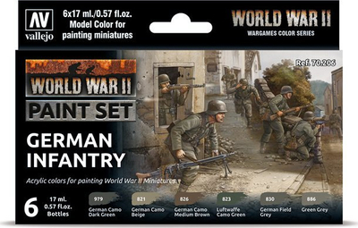 Set bojërash Vallejo German Infantry, 8 copa, akrilike, multicolor