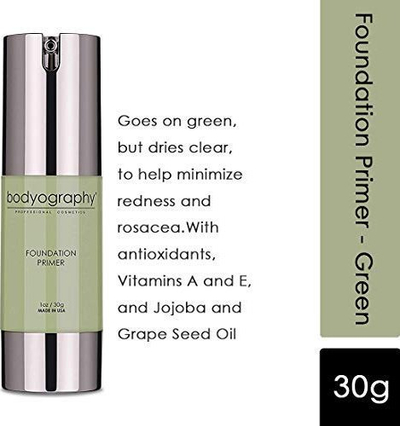 Bazë makijazhi Bodyography Foundation Primer Green, për neutralizim skuqjesh, për fytyrë, jeshile