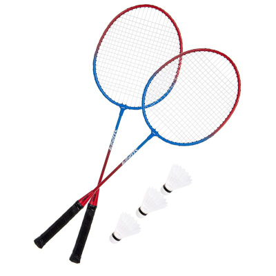 Set badminton ENERO 102, 2 raketa, 3 fluturka, i verdhë me të zi