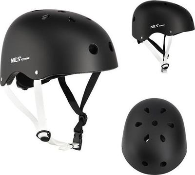 Helmetë mbrojtëse Nils Extreme MTW001, 58-61 cm, për patina dhe biçikletë, e zezë
