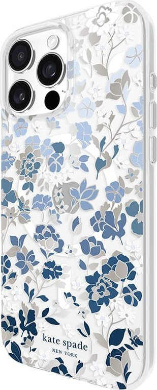Këllëf telefoni Kate Spade New York Flowerbed, me MagSafe, për iPhone 16 Pro Max, transparent blu