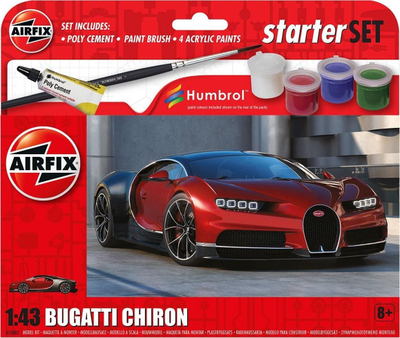 Set modelimi Airfix Starter Set Bugatti Chiron, lodër model makine, shumëngjyrësh