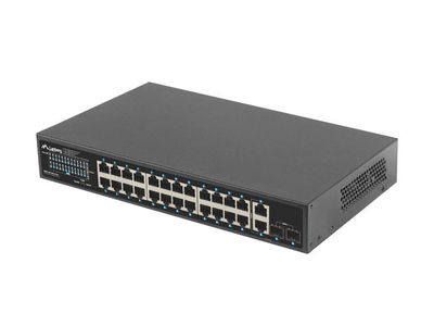 Switch rrjeti Lanberg RSGE-24P-2GE-2S-250, 24x PoE+ 1Gbps, 2x SFP, 250W, i zi