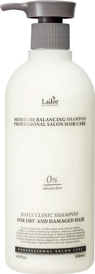 Shampo flokësh Lador Moisture Balancing, pa silikon, për flokë të thatë, 530ml