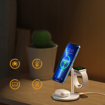 Karikues wireless 3 në 1 Choetech T585-F, magnetik për iPhone dhe Apple Watch, i bardhë