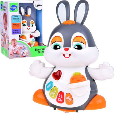 Lodër interaktive HOLA Dancing Bunny ZA5071, muzikë dhe drita, 12M+, gri e bardhë