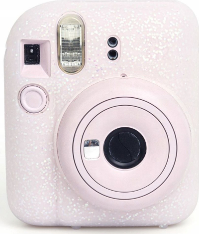 Këllëf kamerë LoveInstant për Fujifilm Instax Mini 12, silikon, White Glitter