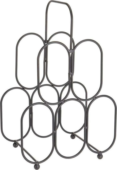 Raft vere Home Styling Collection, metal për 5 shishe, i zi