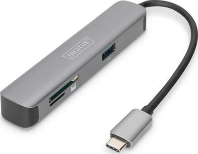 Docking stacion Digitus USB C, 5 porta, HDMI 4K, gri metalik