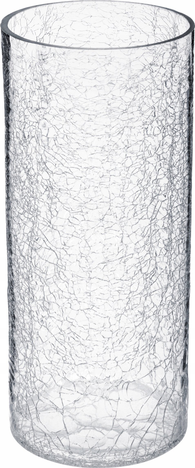 Vazo cilindrike Atmosphera Cracked Glass, 30cm, qelq transparent