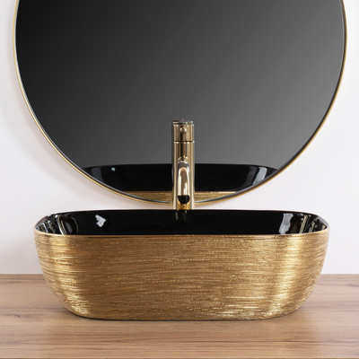 Lavaman mbi banak Rea Belinda Black Gold Brush, drejtkëndor, i zi me të artë