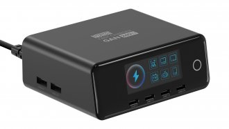 Karikues rrjeti PowerNeed Newell GaN 240W TFT, 6 porta USB, i zi