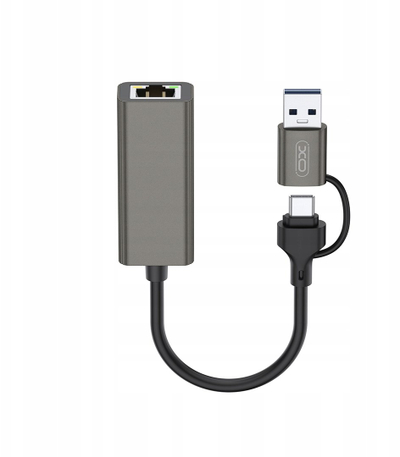 Adapter rrjeti XO HUB018, USB USB C në RJ45, 100 Mbps, gri