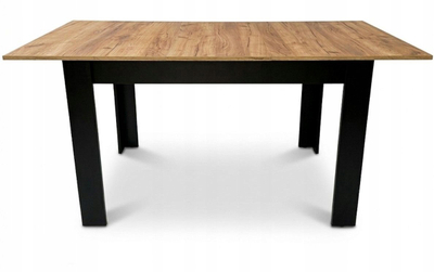 Tavolinë ngrënieje Oskar NP, zgjatshme 120–160x80 cm, dekor lisi craft, këmbë të zeza