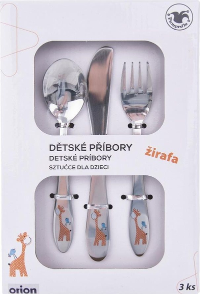 Set takëmesh për fëmijë 3 pjesë, çelik inox, motiv xhirofe