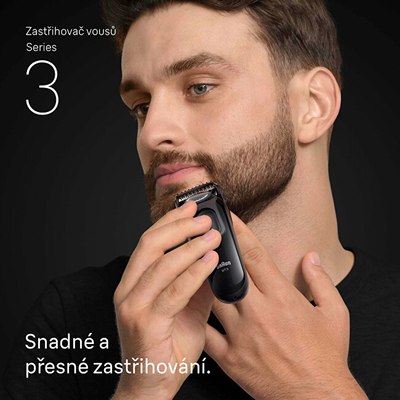 Trimmer mjekre dhe flokësh Braun BT3520, i rikarikueshëm, 50 min përdorim, i zi