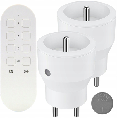 Set priza wireless MINI me telekomandë, 2+1, 2300W, të bardha