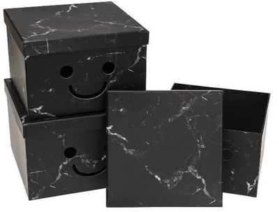 Set kuti dekorative Smile Box, 3 copë, e zezë