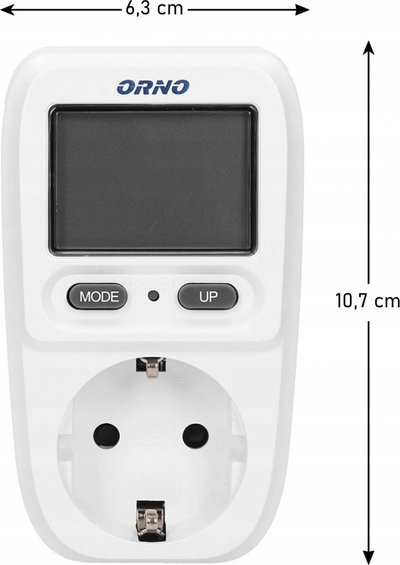 Matës energjie me ekran LCD, prizë Schuko, i bardhë