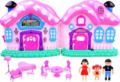 Shtëpi lodër palosëse Jokomisiada Fairytale ZA2635, me mobilie dhe figura, rozë