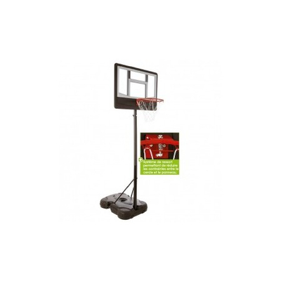Portë basketbolli me rrota, lartësi e rregullueshme 1.65–2.20 m, me bazë me ujë ose rërë, e zezë
