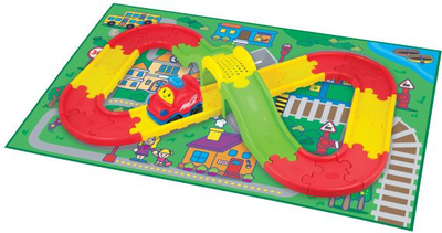 Set pistë garash Smily Play Go Go Car, makinë folëse, tapet 51 x 81 cm, shumëngjyrësh