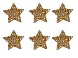 Stoli dekorative në formë ylli ratan Golden Stars, set me 6 copë, 7.5 cm, ngjyrë ari