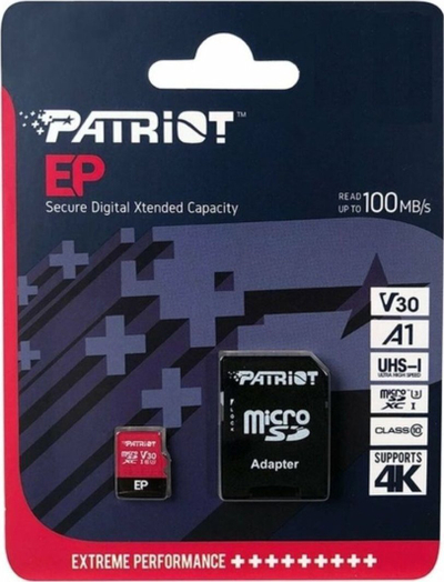 Kartë memorie Patriot EP Series, 1TB, MicroSDXC Class 10 A1 V30, e kuqe