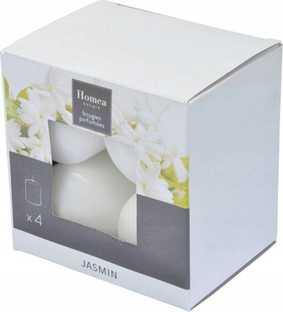 Qirinj me erë Homea Jasmin, set me 4 copë, cilindër, të bardhë