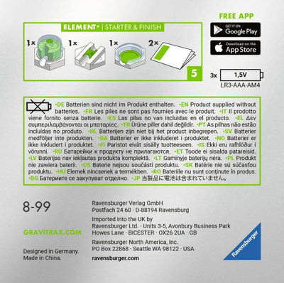 Lojë aksesor Ravensburger GraviTrax Power Starter Finish, set me elementë, 8+ vjeç, e bardhë jeshile
