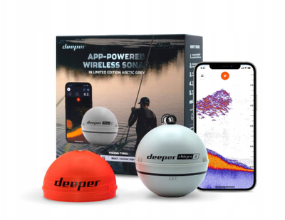Pajisje fish finder Deeper Chirp+ 2.0, sonar portativ, Wi-Fi, gri arktik