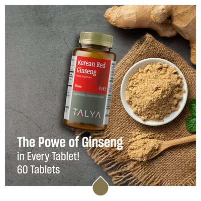 Suplemente TALYA Herbal Korean Red Ginseng Extract 1130 mg, 60 kapsula