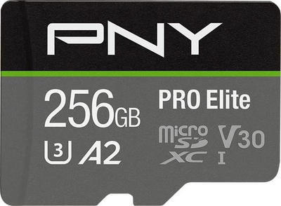 Kartë memorie PNY PRO Elite MicroSDXC, 256 GB, Class 10 UHS-I/U3 A2 V30