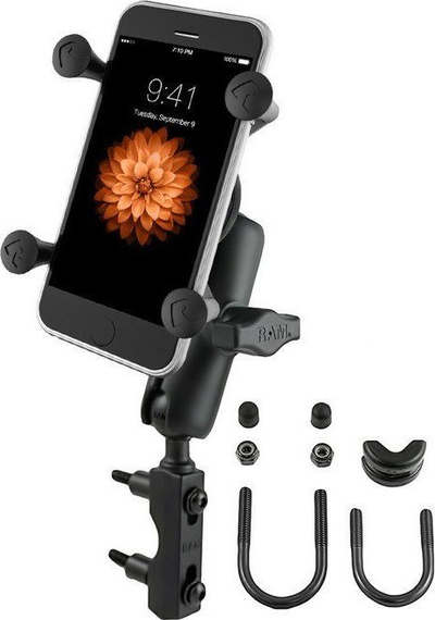 Mbajtës telefoni RAM X-Grip Universal për motor, bazë te rezervuari i frenës/kuplungës, me top 1\", i zi