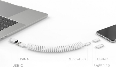 Kabllo karikimi Vonmählen 3n1, USB 3.2 Gen 1, 0.5m, e bardhë