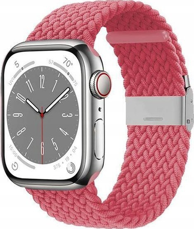 Rrip ore Apple Crong Wave Band Braided, për Apple Watch 38/40/41 mm, elastik, rozë