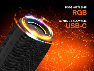 Folës portativ Tracer TWS Xtremebeat MID, 15W, Bluetooth 5.3, RGB, IPX6, i zi