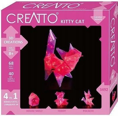 Set kreativ 3D Thames and Kosmos Creatto Starlight Kitty and Cutie Crew, 68 pjesë, 40 drita LED, rozë
