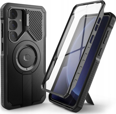 Mbrojtëse telefoni Tech-Protect Kevlar MagSafe+ për Galaxy S25+, me stendë, e zezë