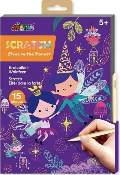 Libër kreativ scratch Avenir Elves in the Forest, 15 fletë, format A5, me ngjyra