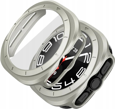 Kornizë mbrojtëse Tech-Protect Defense360 për Samsung Galaxy Watch Ultra 47mm, me xham të fut nga brenda, për modelin Titanium, ngjyrë argjendi