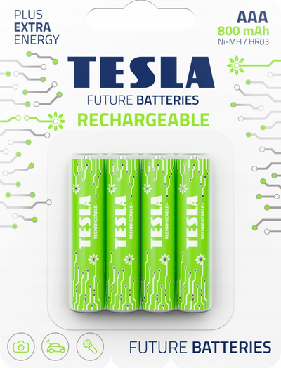 Bateri të rikarikueshme Tesla, AAA, 800mAh, paketë 4 copë
