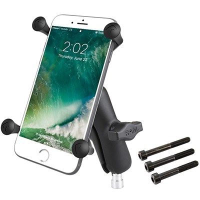 Mbajtëse telefoni RAM Mounts X-Grip, komplet set, krah mesatar, kapëse timoni, e zezë
