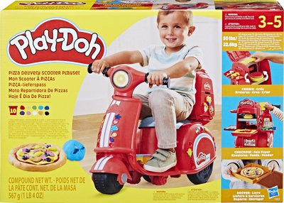 Lodër skuter Play-Doh Pizza Delivery, set kuzhine modeluese, për fëmijë 3-5 vjeç, i kuq