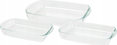 Set tava furre EH Excellent Houseware, qelq i temperuar, 3 copë, transparent