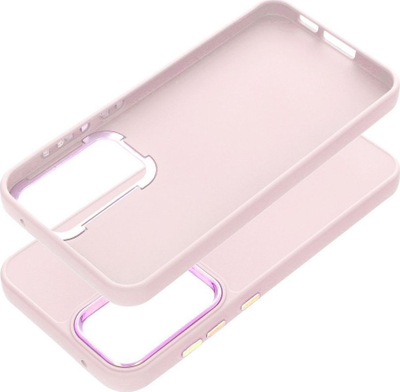 Mbulesë telefoni Frame Case për Samsung S23 FE, silikoni, mbrojtje kamere, rozë e hapur