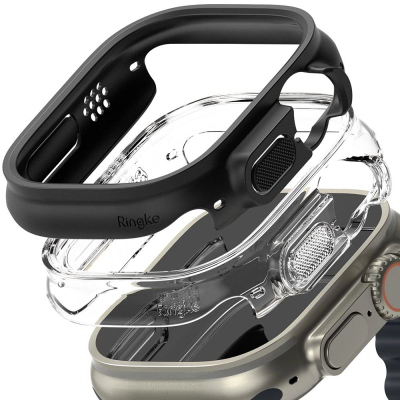 Kornizë mbrojtëse Ringke Slim për Apple Watch Ultra 49mm, set me 2 copë, transparente dhe e zezë mat