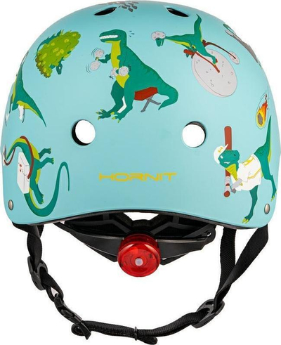 Helmet biçiklete për kalamaj Hornit Lids Dinosaur, me dritë LED, me dinosaurus, blu