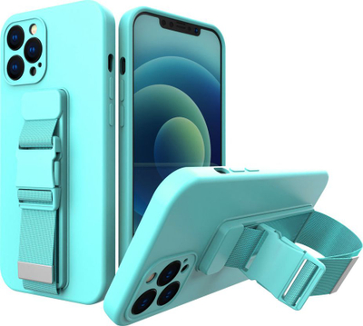 Mbrojtëse telefoni Hurtel Rope Case për iPhone 12, xhel TPU, me kordelë, blu e hapur