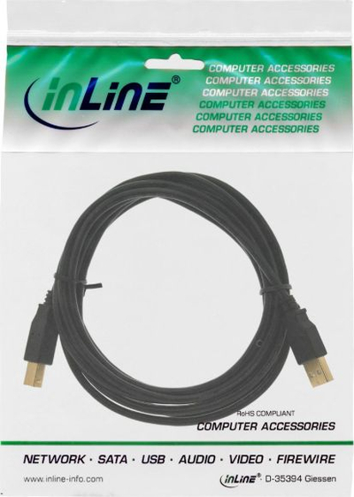 Kabllo USB InLine 34557X, USB A me USB B, 7 m, e zezë